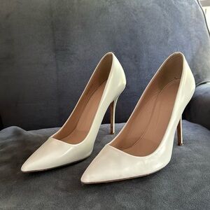J.Crew Made in Italy Leather Cream Pointed Toe Heels
